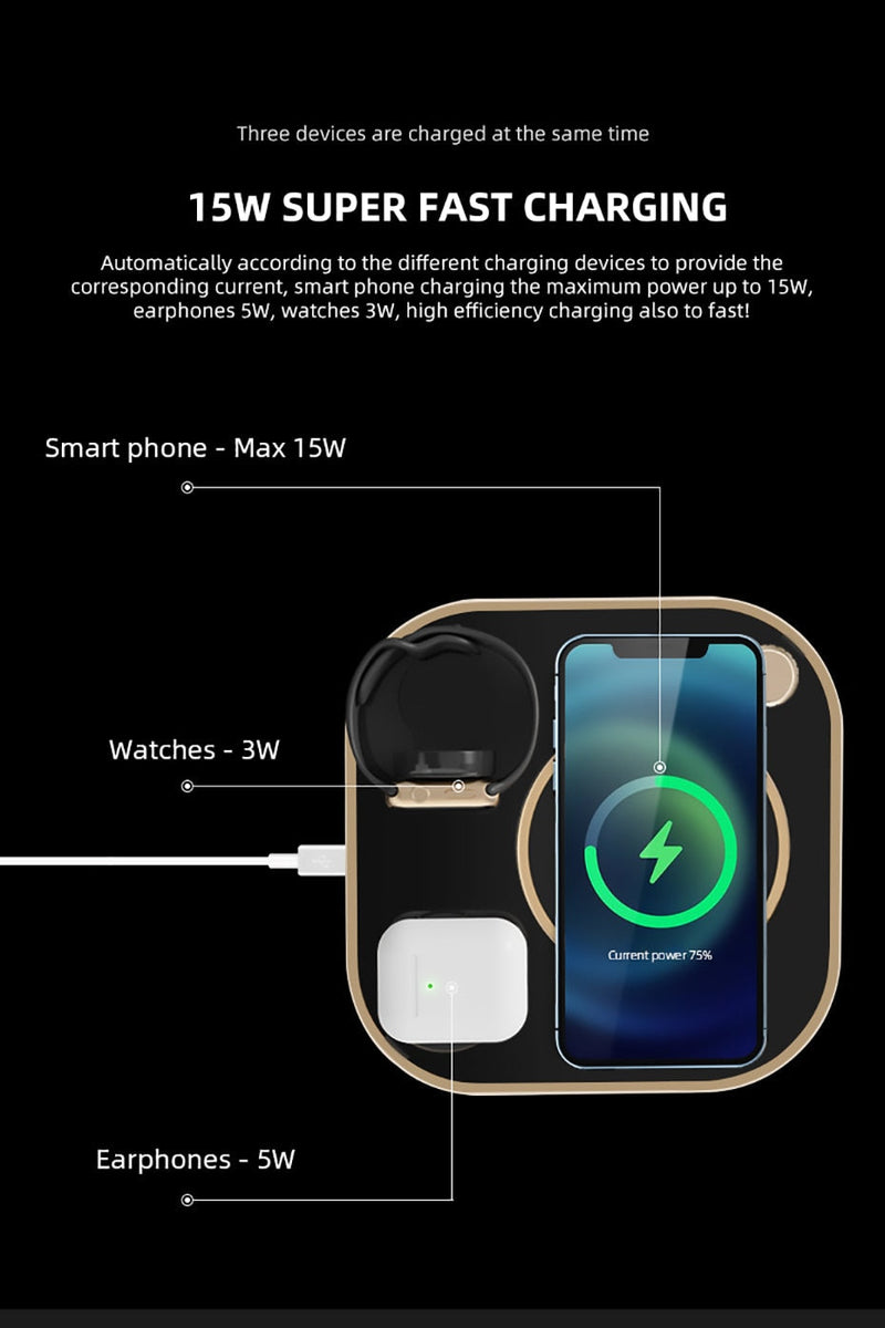 4-in-1 Wireless Charger for Apple, Samsung & Huawaei