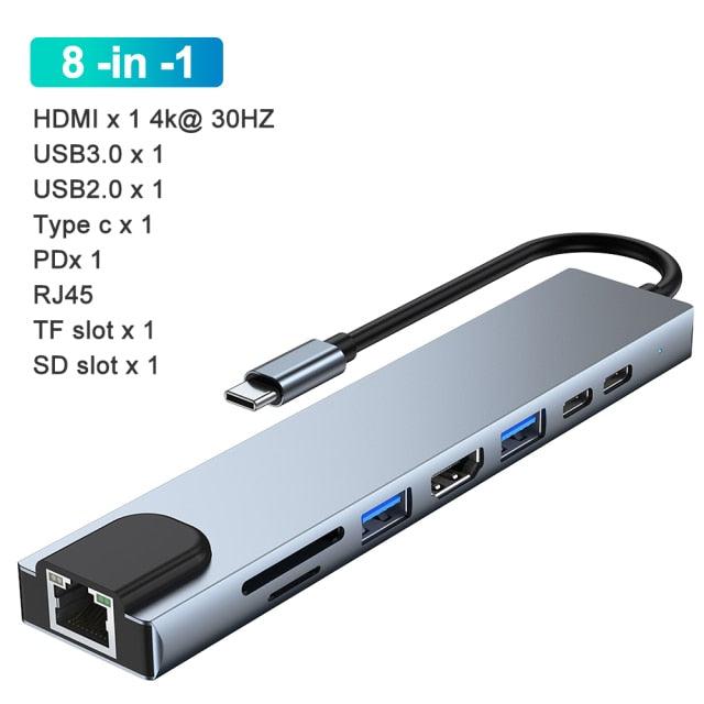 USB HUB 3.0 USB To Type C Adapter 4K HDMI Compatible