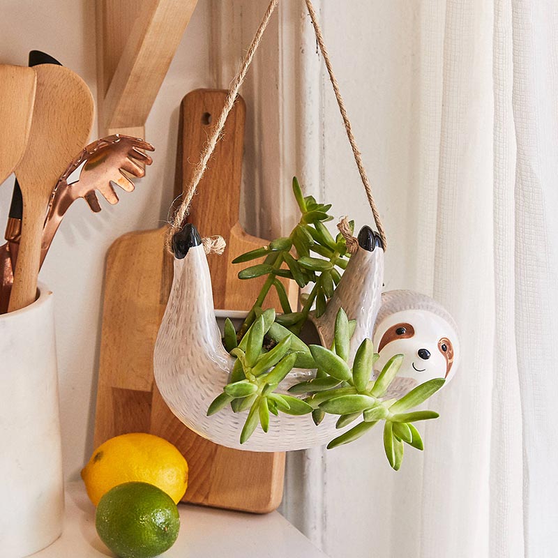 CeramiSloth | Cute Hanging Cartoon Sloth Planter