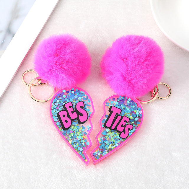 Besties PomPom Keychain Pair