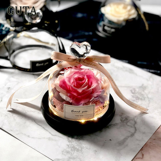 FlaskFlower | Gift Preserved Rose Dome | Thank You & Romantic Gift | 4.5"