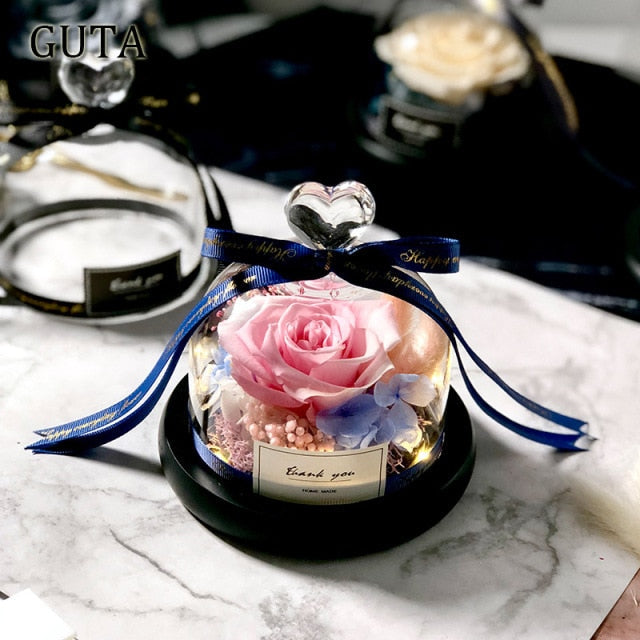 FlaskFlower | Gift Preserved Rose Dome | Thank You & Romantic Gift | 4.5"