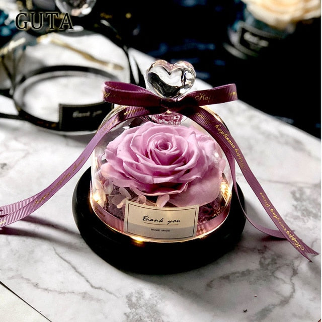 FlaskFlower | Gift Preserved Rose Dome | Thank You & Romantic Gift | 4.5"