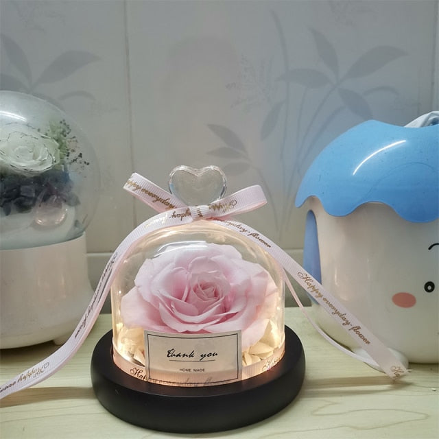 FlaskFlower | Gift Preserved Rose Dome | Thank You & Romantic Gift | 4.5"