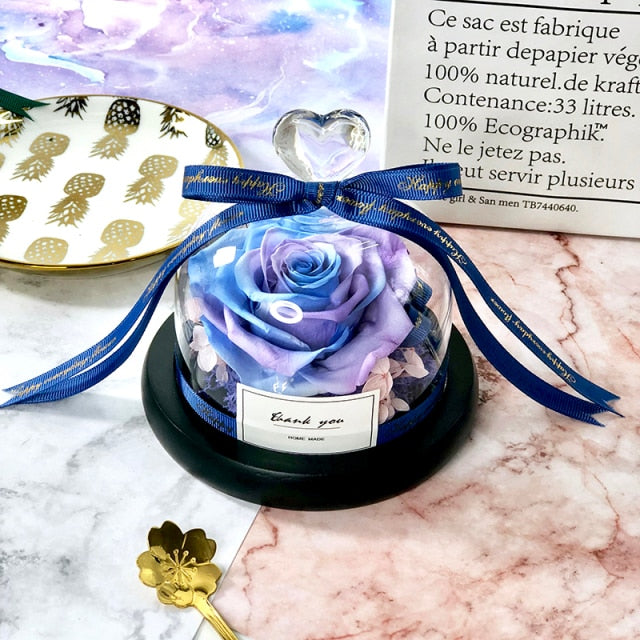 FlaskFlower | Gift Preserved Rose Dome | Thank You & Romantic Gift | 4.5"