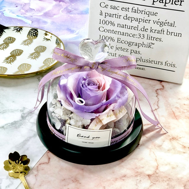 FlaskFlower | Gift Preserved Rose Dome | Thank You & Romantic Gift | 4.5"