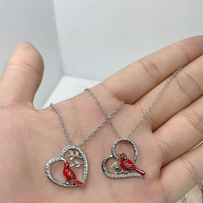 Cardinal Pendant Heart Necklace