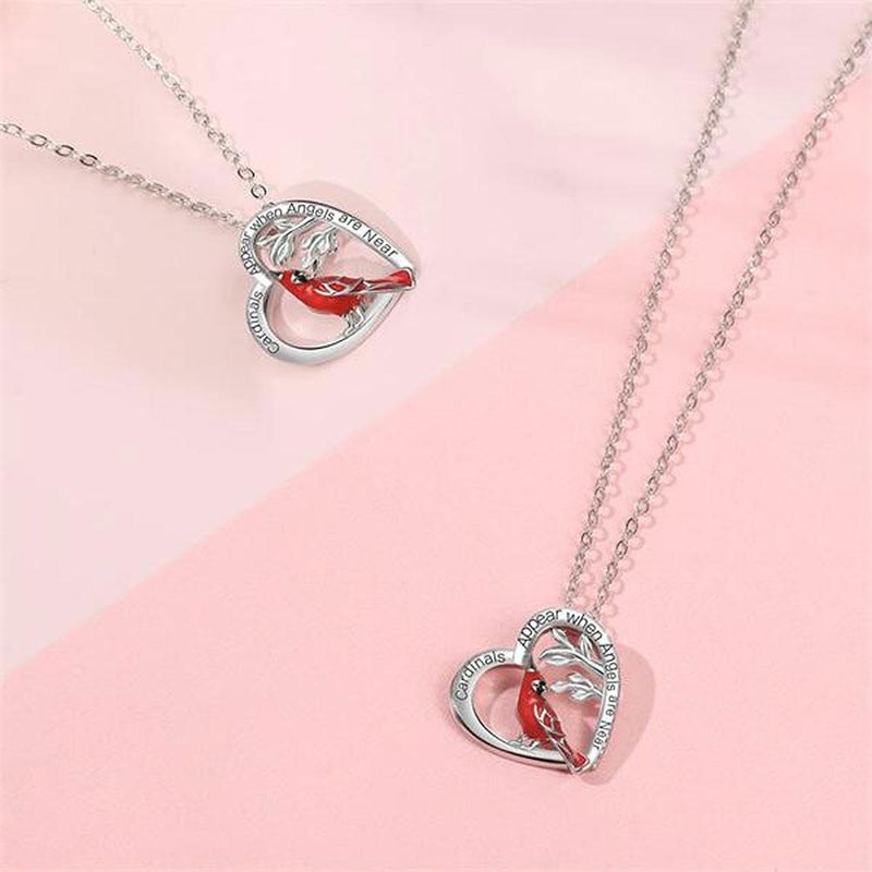 Cardinal Pendant Heart Necklace