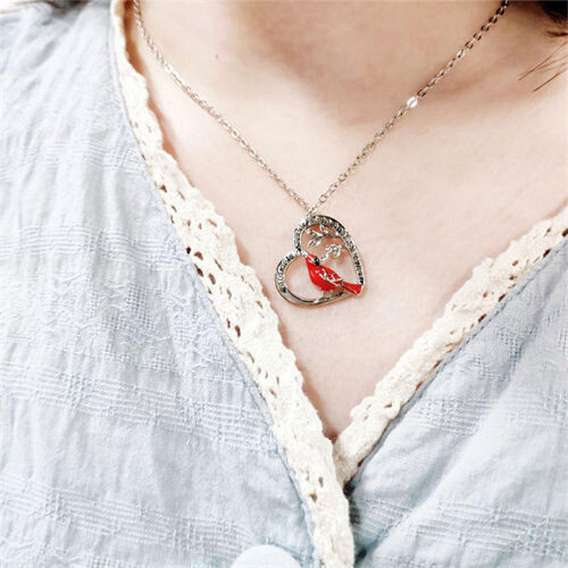 Cardinal Pendant Heart Necklace