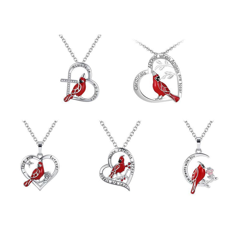 Cardinal Pendant Heart Necklace