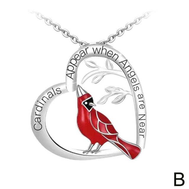 Cardinal Pendant Heart Necklace