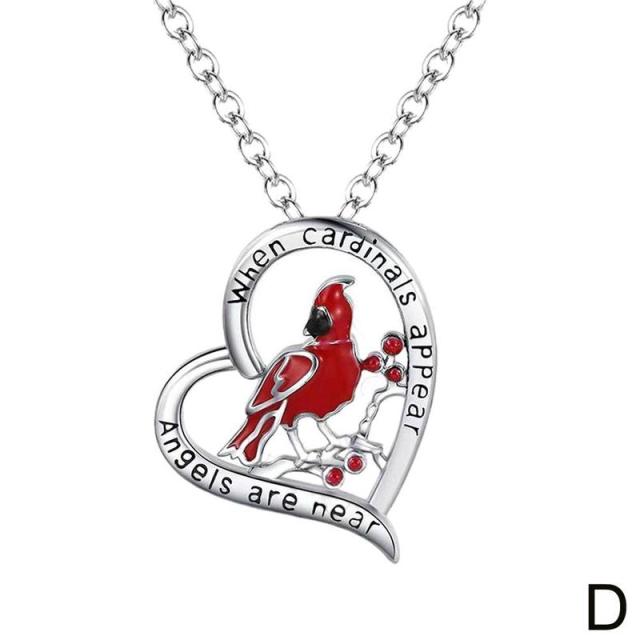 Cardinal Pendant Heart Necklace