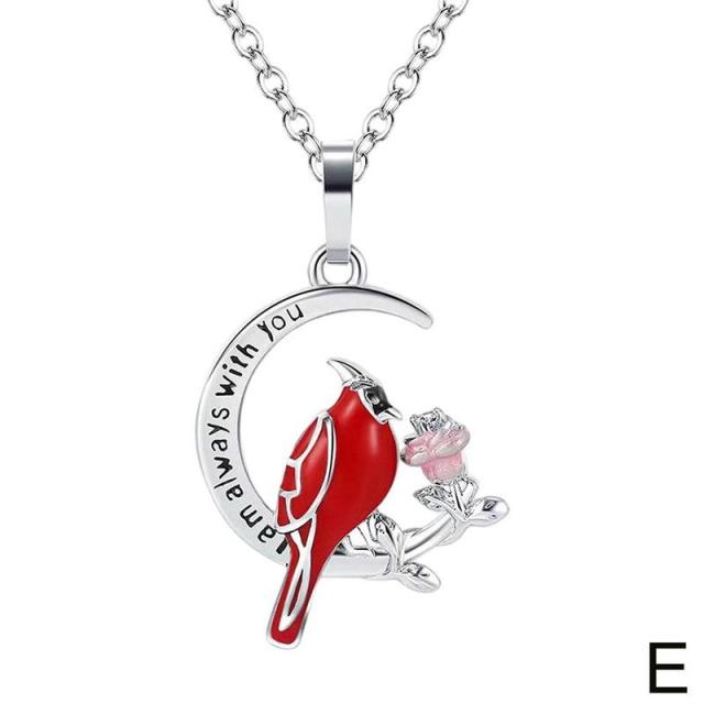 Cardinal Pendant Heart Necklace