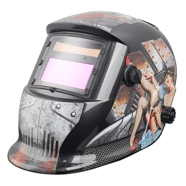 Auto Darkening Welding Helmet Skull Drawing Shield Solar Powered For Mig Mag Tig Elctrode Mask Protecte