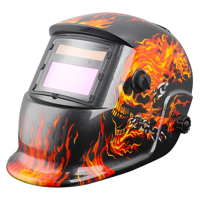 Auto Darkening Welding Helmet Skull Drawing Shield Solar Powered For Mig Mag Tig Elctrode Mask Protecte