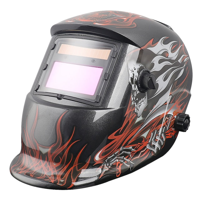 Auto Darkening Welding Helmet Skull Drawing Shield Solar Powered For Mig Mag Tig Elctrode Mask Protecte