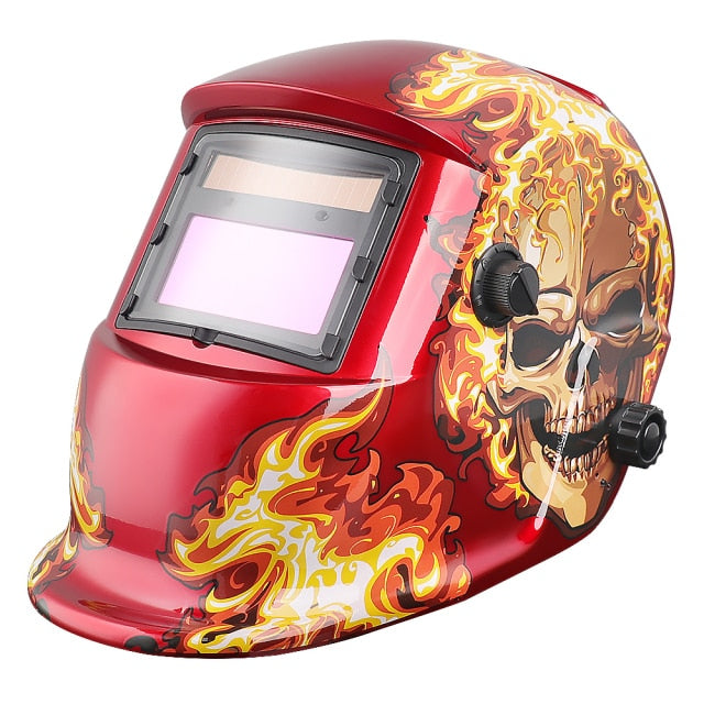 Auto Darkening Welding Helmet Skull Drawing Shield Solar Powered For Mig Mag Tig Elctrode Mask Protecte