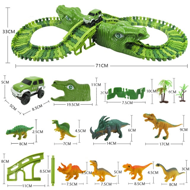 DinoRace! | Jurassic Dino Racing Car Rail Set | 153 PCS