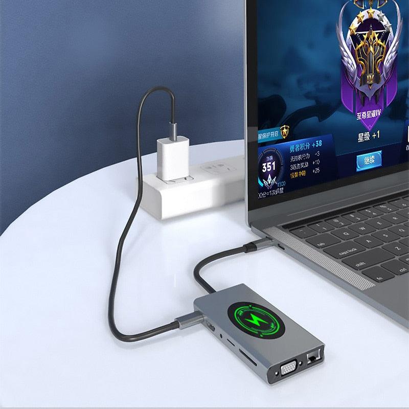 15 In 1 Type C HUB Wireless Charging Dock Station