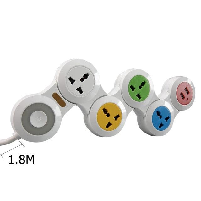 Folding style Power Strip 4Way/5Way Outlets Dual USB Ports Extension Cord