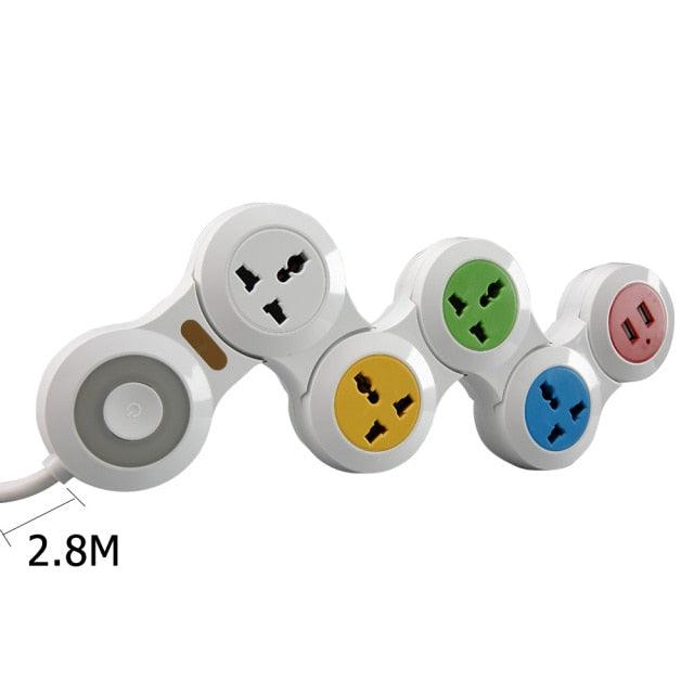 Folding style Power Strip 4Way/5Way Outlets Dual USB Ports Extension Cord