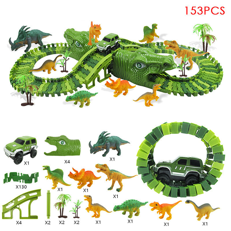 DinoRace! | Jurassic Dino Racing Car Rail Set | 153 PCS