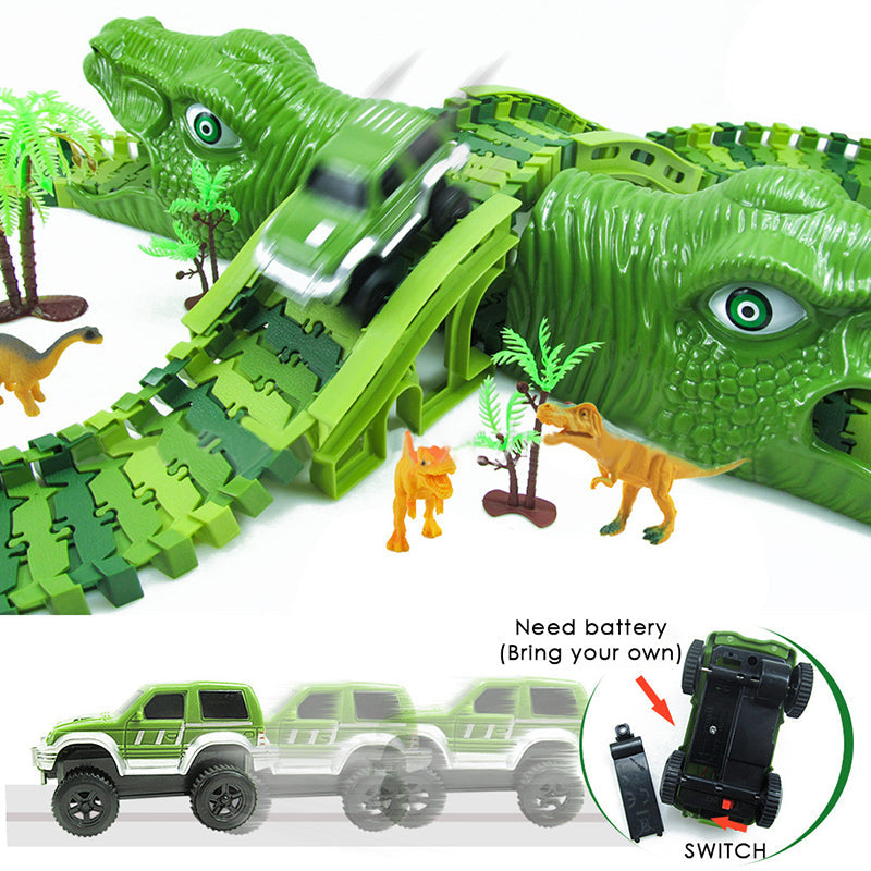 DinoRace! | Jurassic Dino Racing Car Rail Set | 153 PCS