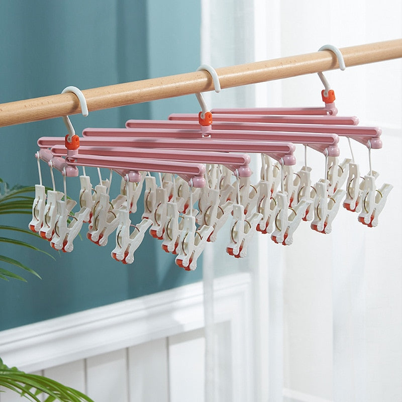 29-Clip Collapsible Space Saving Mega-Hanger | Great for Socks, Undergarments, Ties, etc.