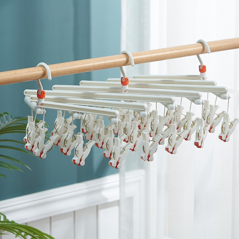 29-Clip Collapsible Space Saving Mega-Hanger | Great for Socks, Undergarments, Ties, etc.