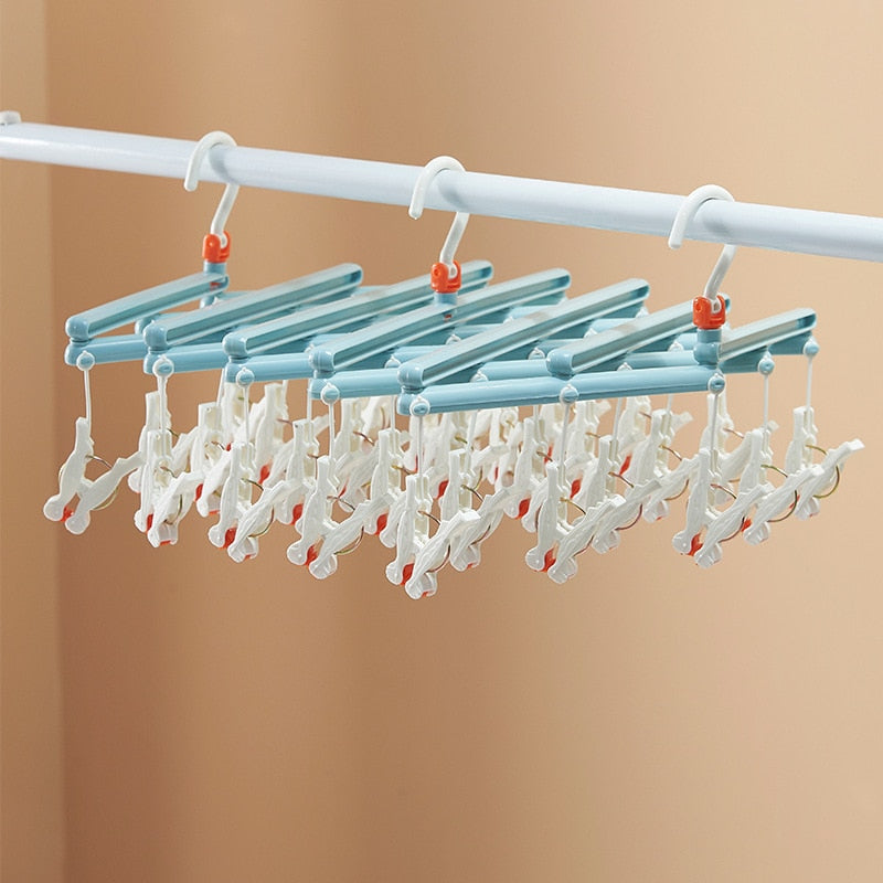 29-Clip Collapsible Space Saving Mega-Hanger | Great for Socks, Undergarments, Ties, etc.