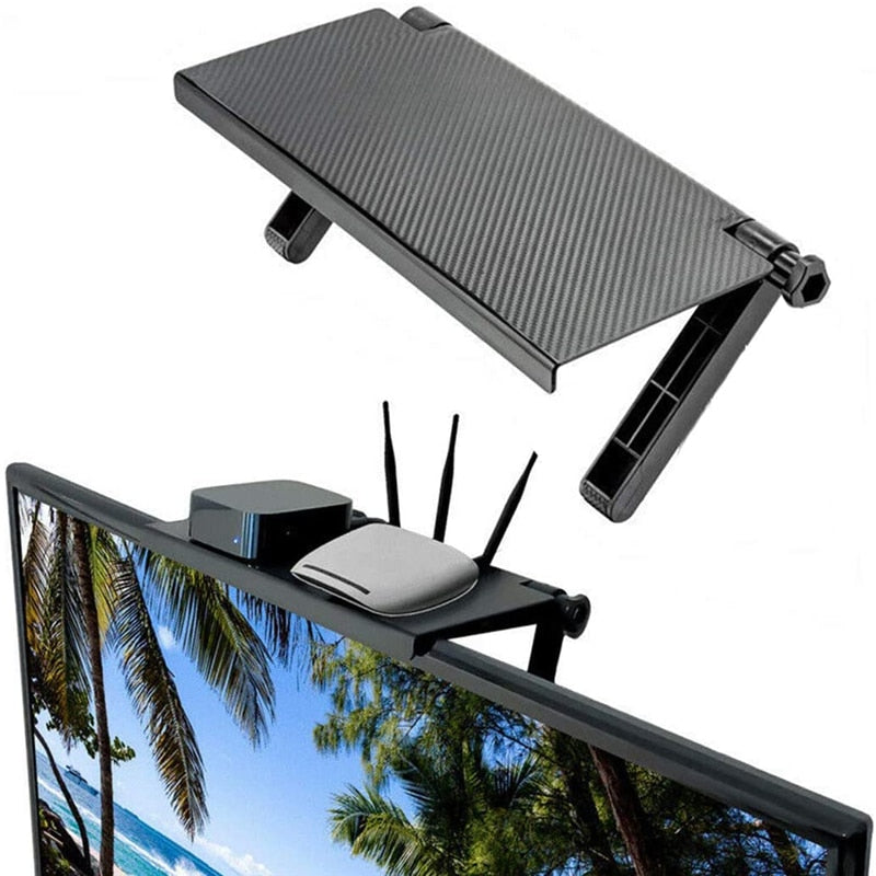 Adjustable Monitor/TV/Panel Top Mounted Shelf | Anti-Slip