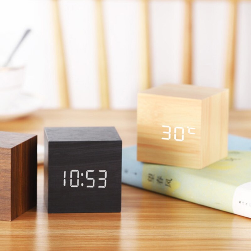 BloClock | Elegant Wooden Cube Clock | Digital | USB