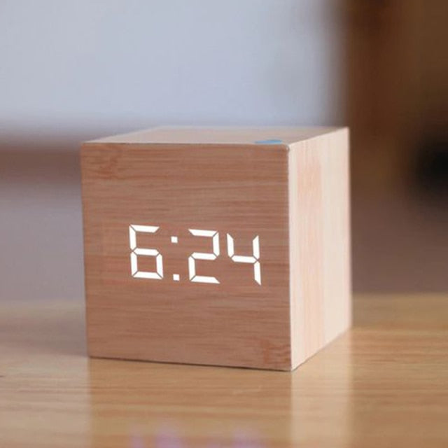 BloClock | Elegant Wooden Cube Clock | Digital | USB