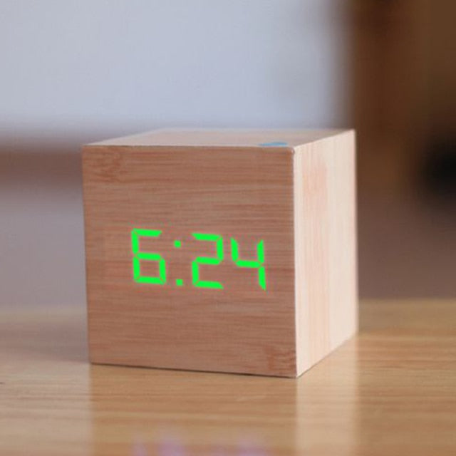 BloClock | Elegant Wooden Cube Clock | Digital | USB