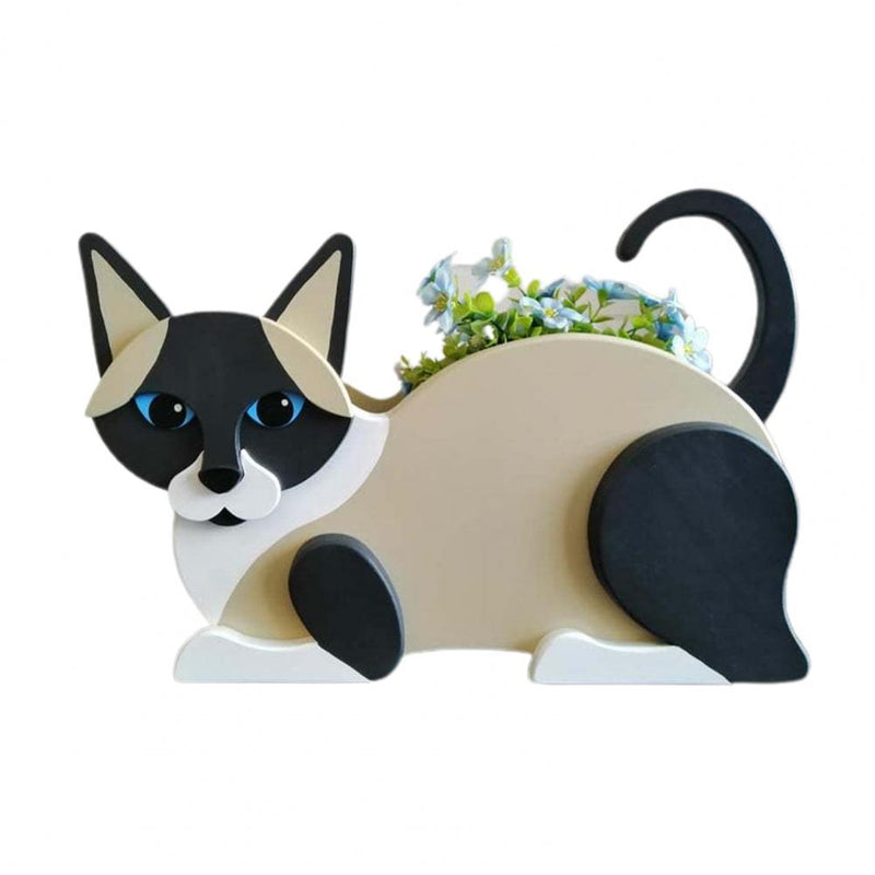 Wooden Cartoon Cat Planter | Garden & Flower