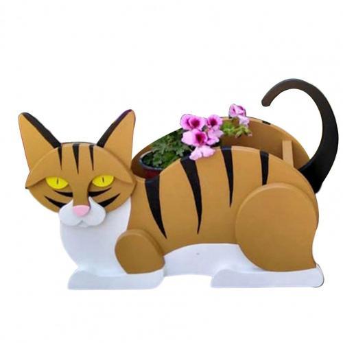 Wooden Cartoon Cat Planter | Garden & Flower