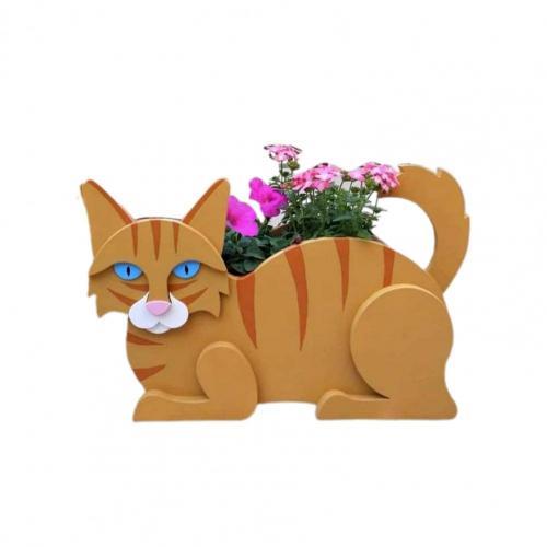 Wooden Cartoon Cat Planter | Garden & Flower