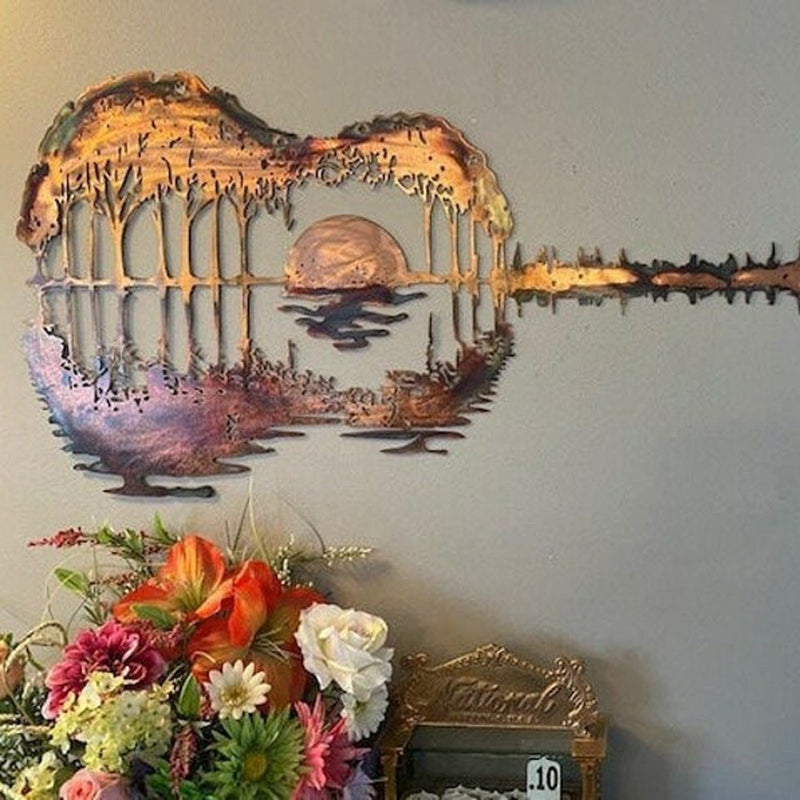 Natural Music Decor | Guitar Forest Lake Wall Decoration