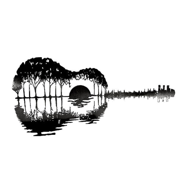 Natural Music Decor | Guitar Forest Lake Wall Decoration