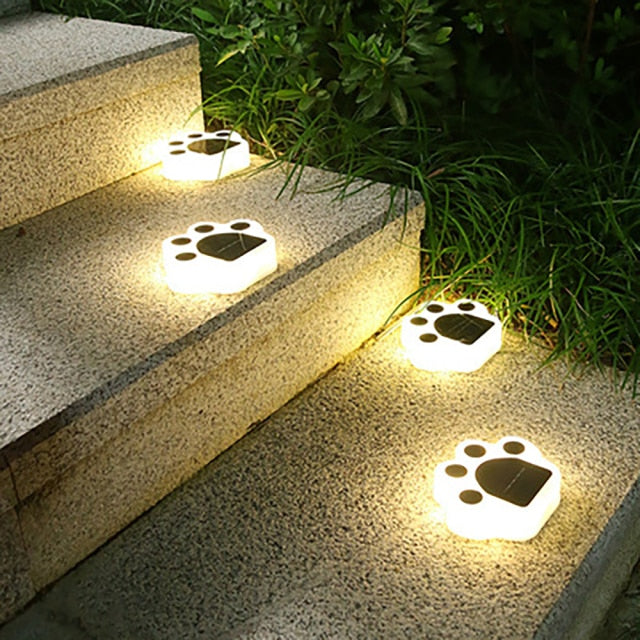 Paw Print Outdoor Lawn & Garden Lights | Set of 4