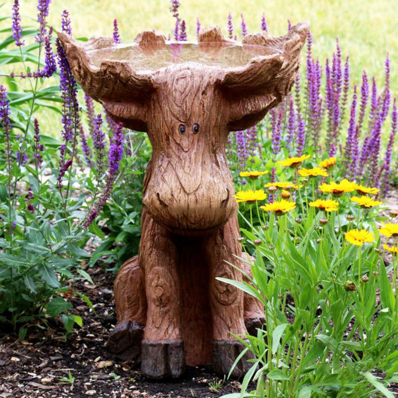 Cartoon Moose Birdbath | Resin Sculpture