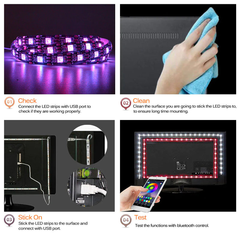 BLUETOOTH BACKLIGHT LED STRIPS 5M