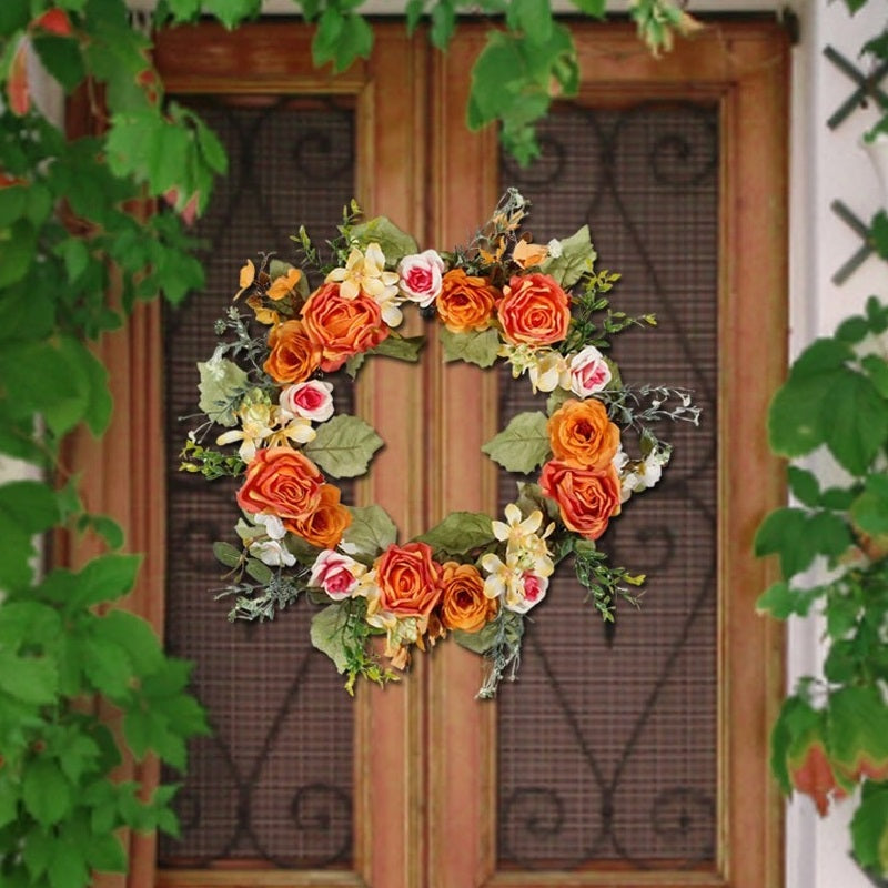 Rose Garland Wreath | Front Door Decor | Spring & Summer