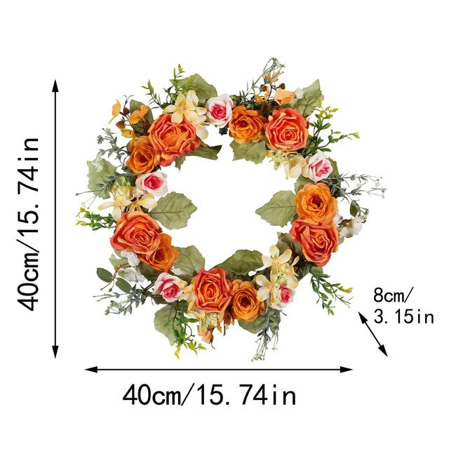 Rose Garland Wreath | Front Door Decor | Spring & Summer