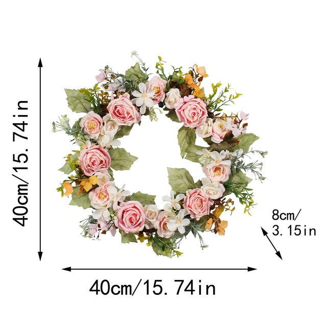 Rose Garland Wreath | Front Door Decor | Spring & Summer