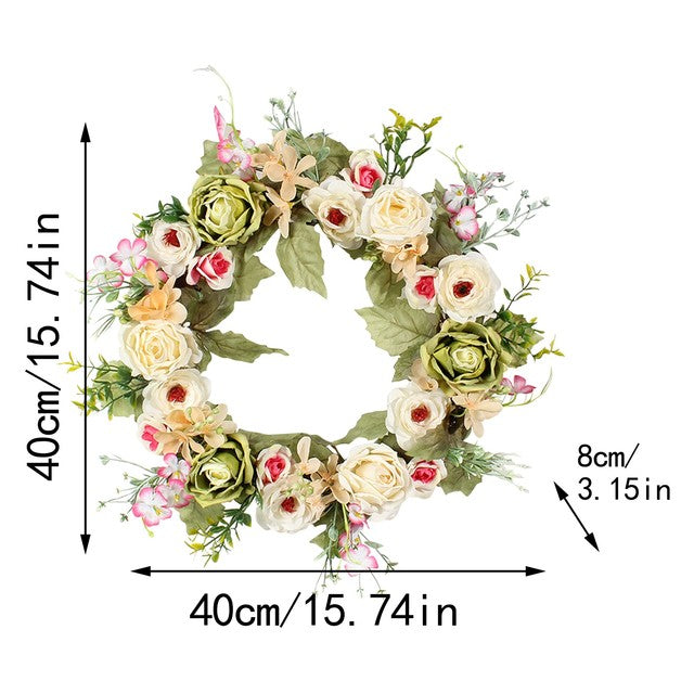 Rose Garland Wreath | Front Door Decor | Spring & Summer