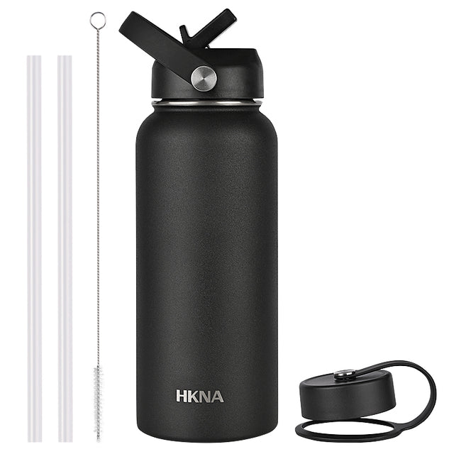 Water Bottle Ombre Gradient Color Straw Lid Insulated, Vacuum Hkna Flask Cold & Hot Drinks Thermos Cup 32, 40, 64oz