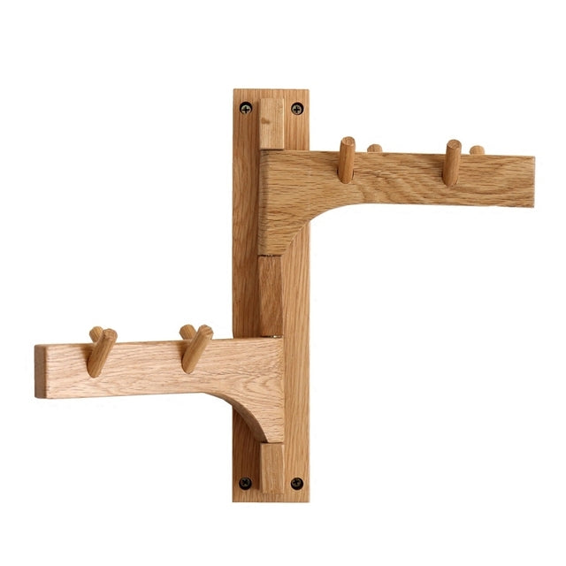 Oak Wood Multi-Swivel Coat & Key Rack