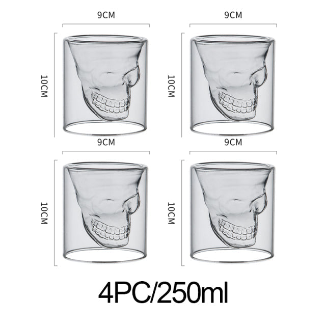 Skull Drinking Glasses | 4PCs Set | Mini-Shot to Full Cup