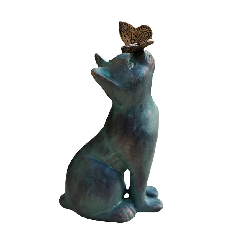 Cat & Butterfly Outdoor & Garden Ornament | 7.8" Height